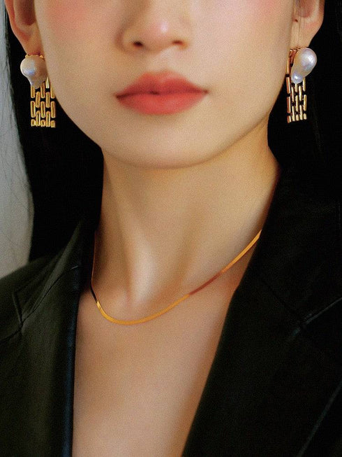 Baroque Pearl Long Tassel Watch Chain Earrings - Zafari Studio Jewelry